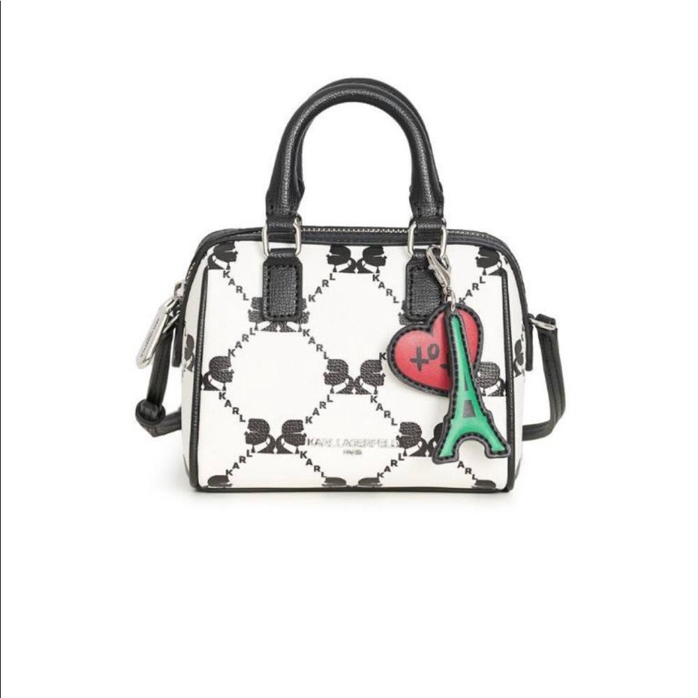KARL LAGERFELD NWT Black And white crossbody bag 6” height 6” width 26” strap - Picture 1 of 7